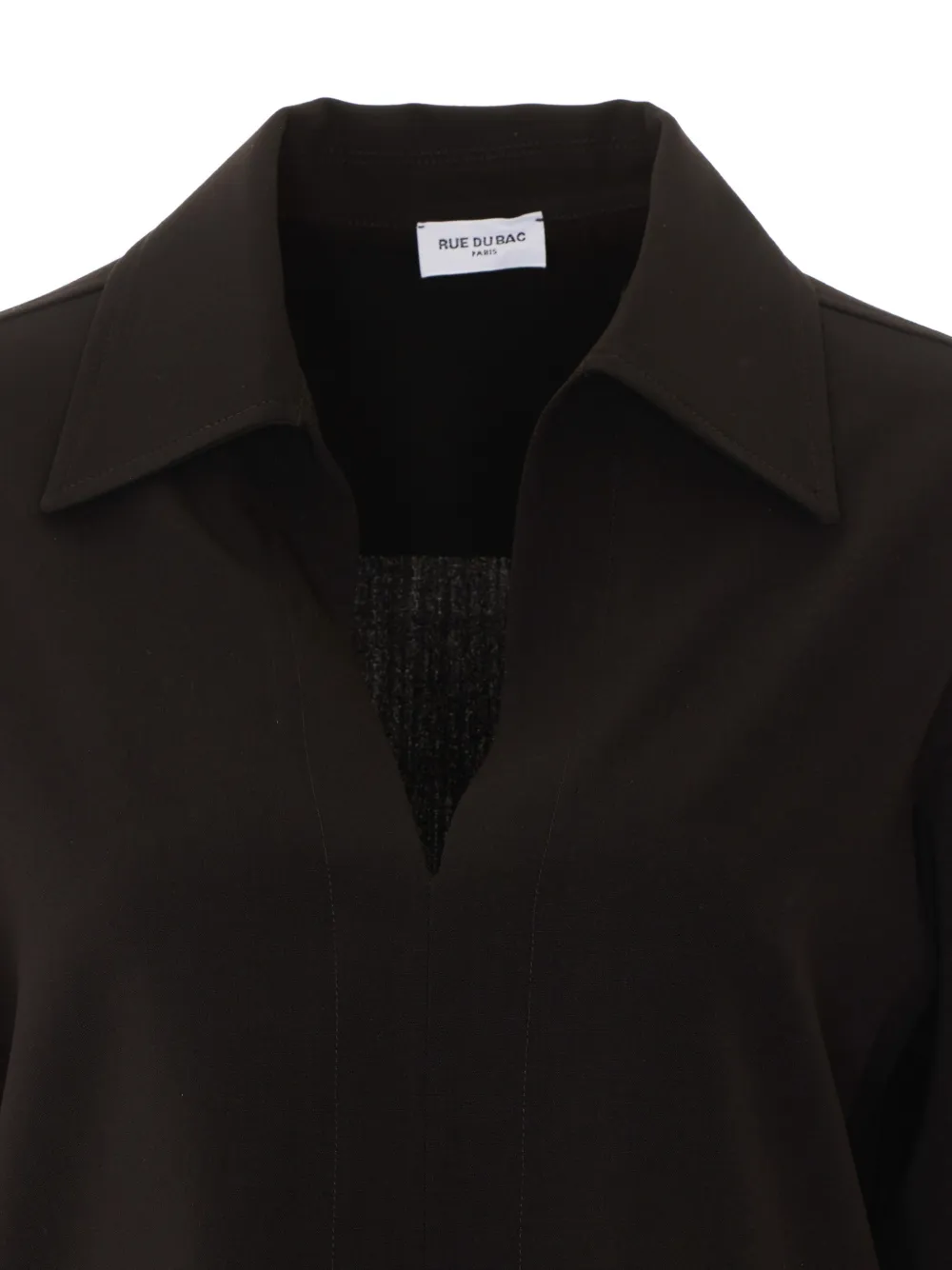 Rue du Bac V-neck long-sleeve blouse Zwart