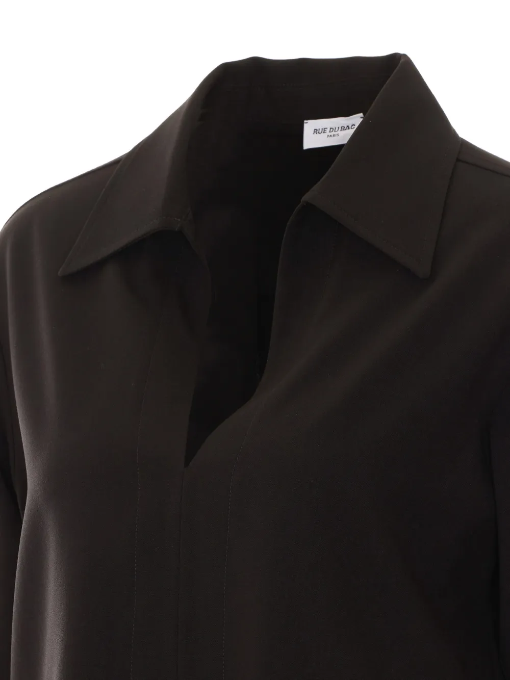 Rue du Bac V-neck long-sleeve blouse Zwart