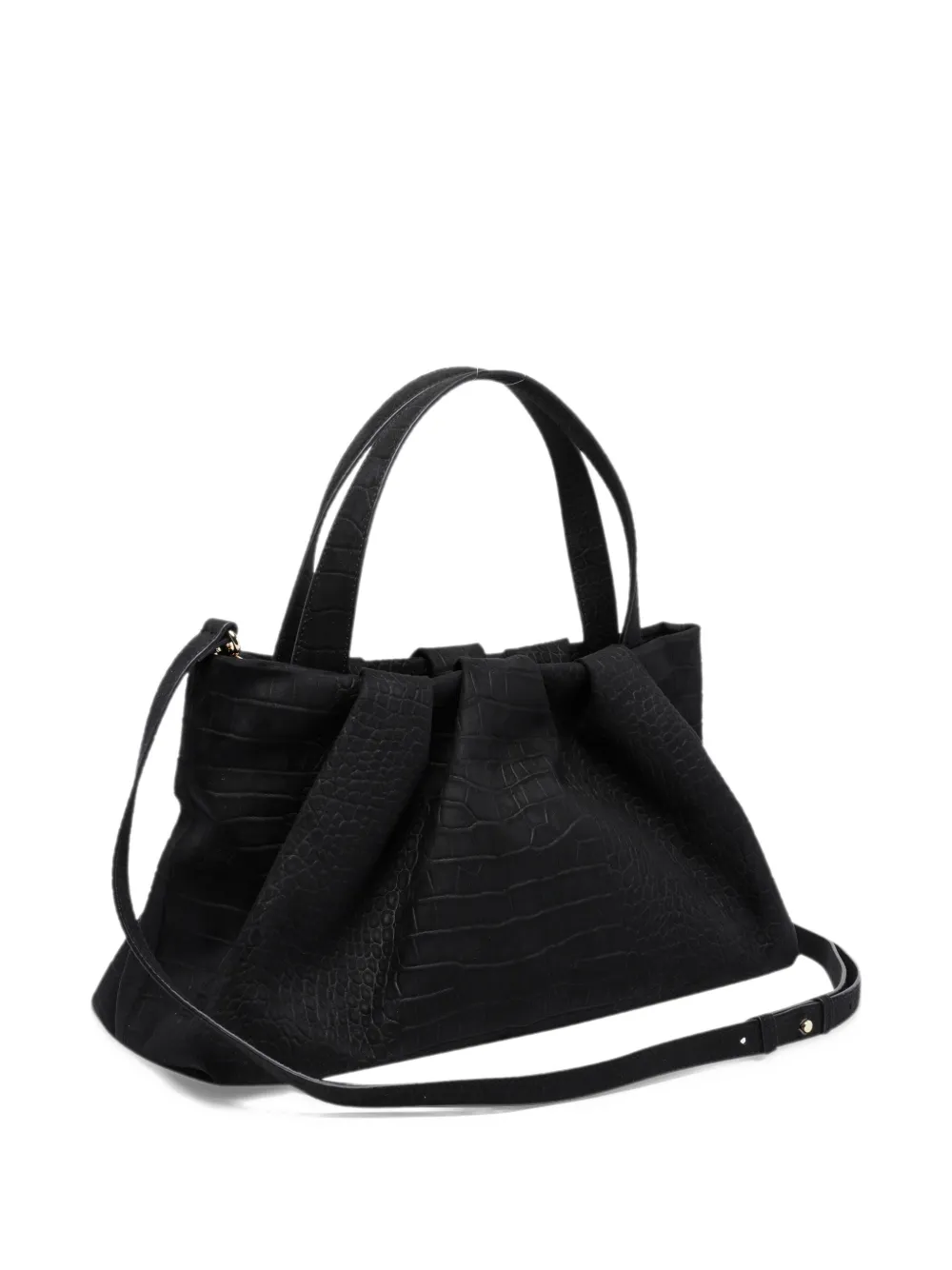 Themoirè Athena shopper met krokodillen-effect Zwart