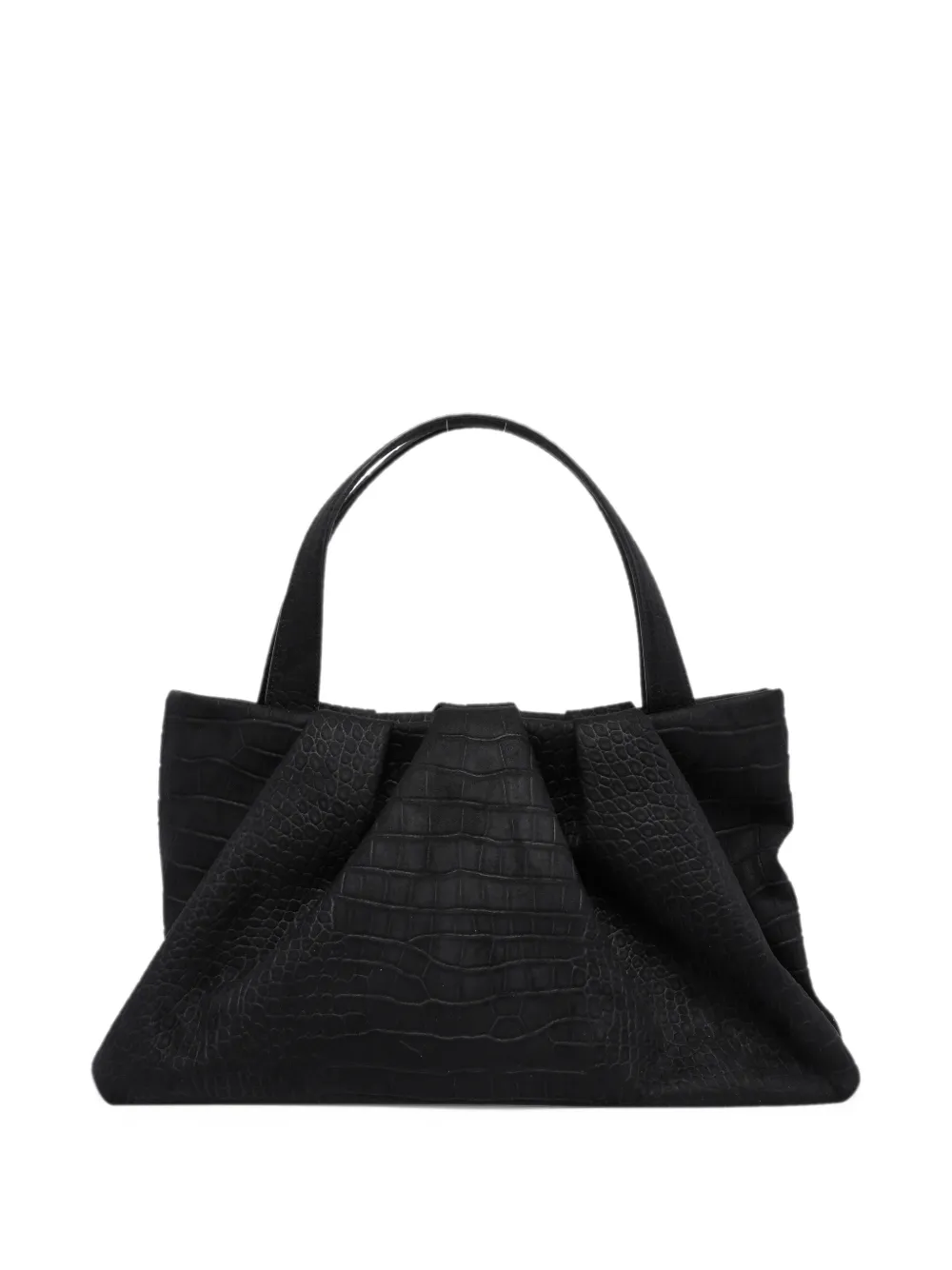 Themoirè Athena shopper met krokodillen-effect Zwart