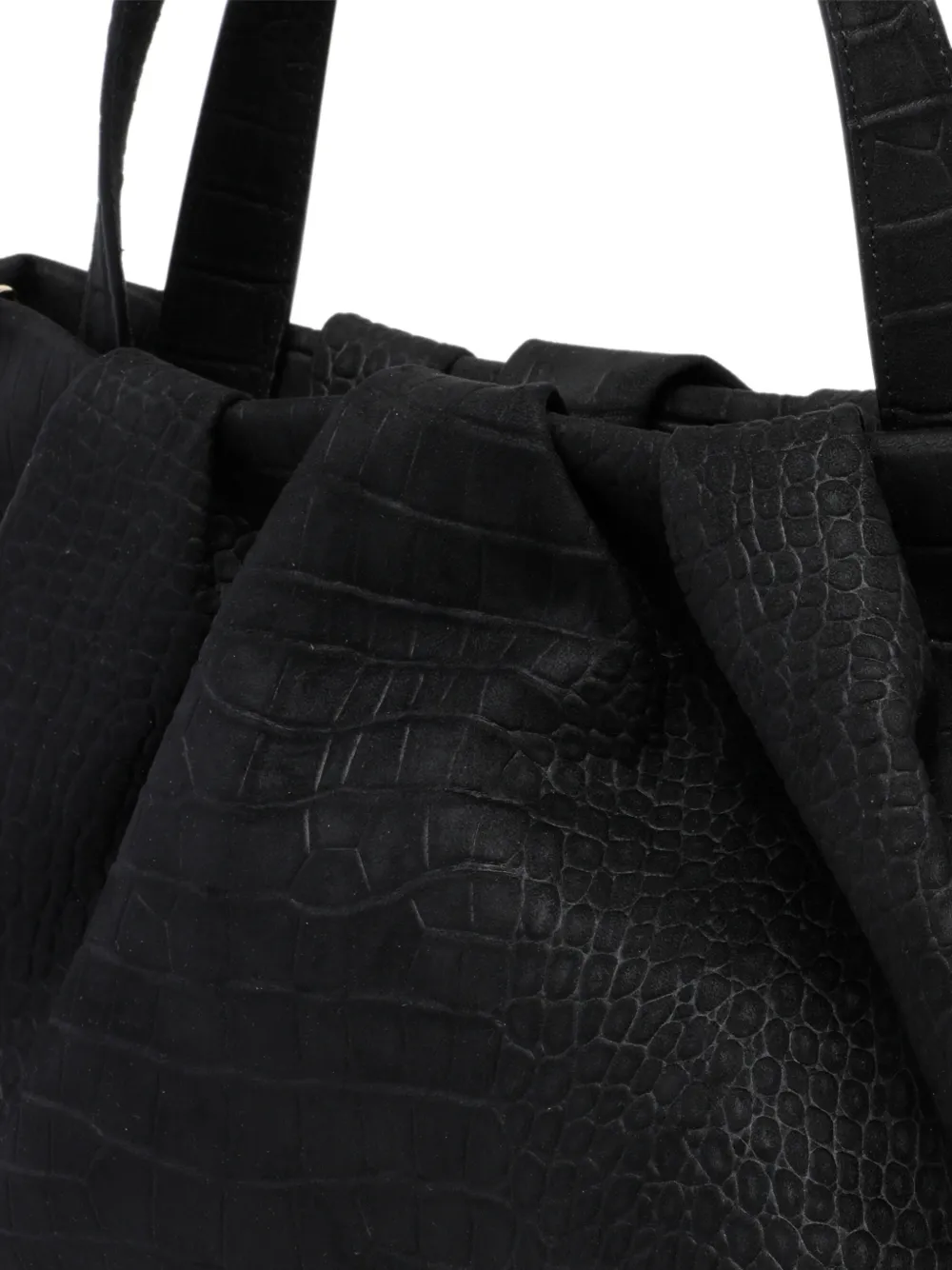 Themoirè Athena shopper met krokodillen-effect Zwart
