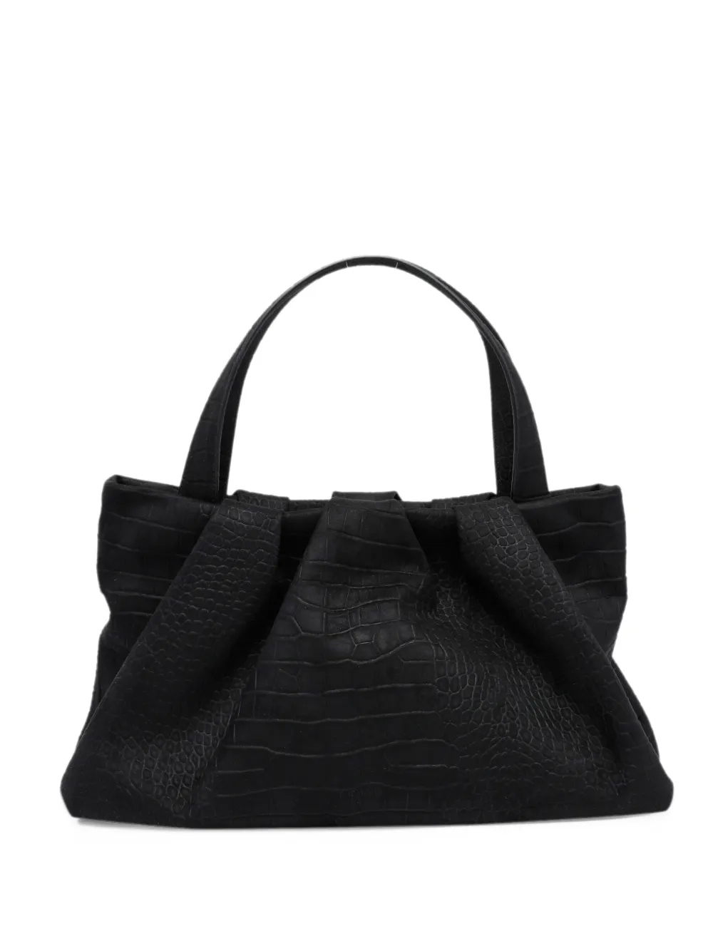 Themoirè Athena shopper met krokodillen-effect Zwart