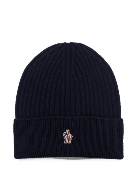 Moncler Grenoble logo-patch ribbed-knit beanie hat