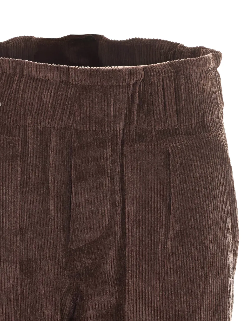 Rue du Bac Ribfluwelen straight broek met elastische taille Bruin