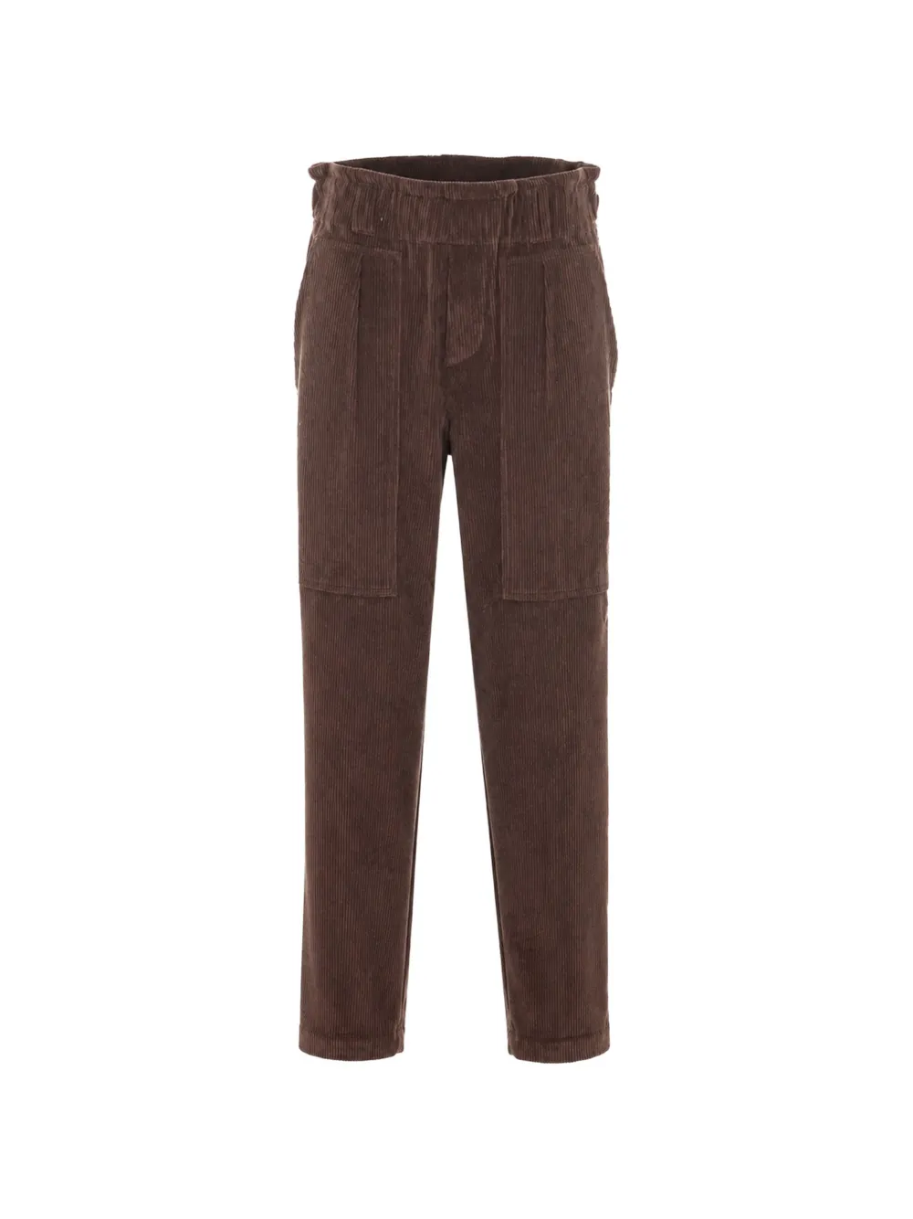 Rue du Bac Ribfluwelen straight broek met elastische taille Bruin