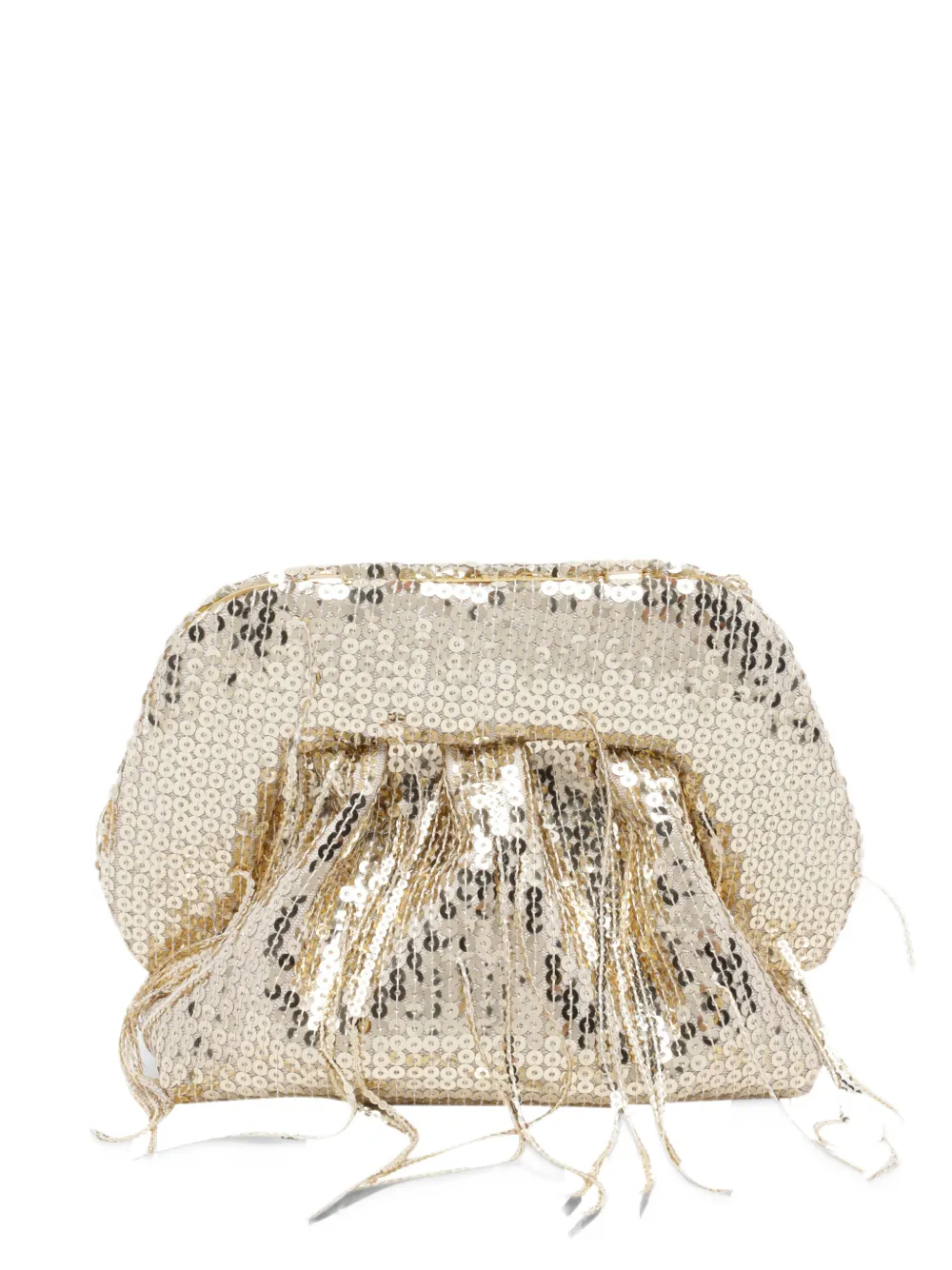 Themoirè Bios fringe sequin clutch bag Goud