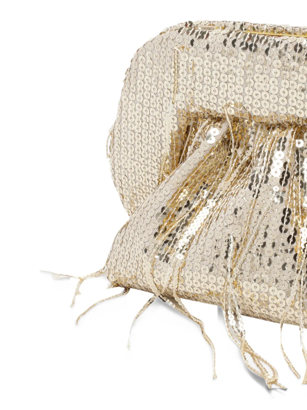 Themoirè Bios fringe sequin clutch bag Goud
