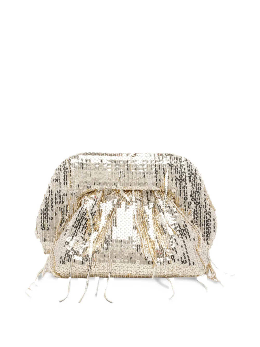 Themoirè Bios fringe sequin clutch bag Goud