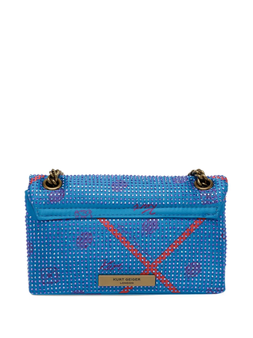 Kurt Geiger London Kensington 17 crystal-embellished shoulder bag Blauw