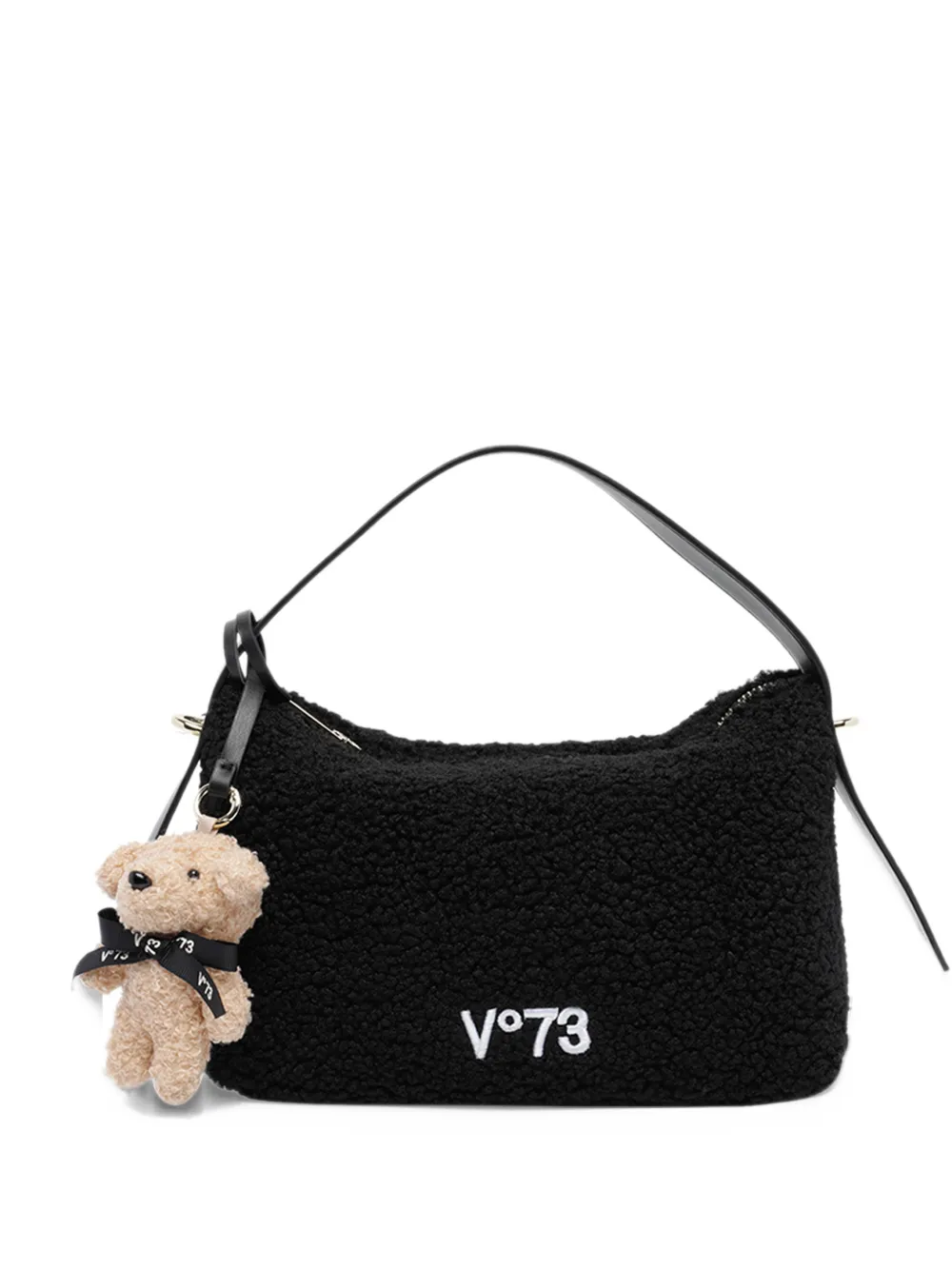 V°73 Borsa a spalla Isabella con effetto teddy - Nero