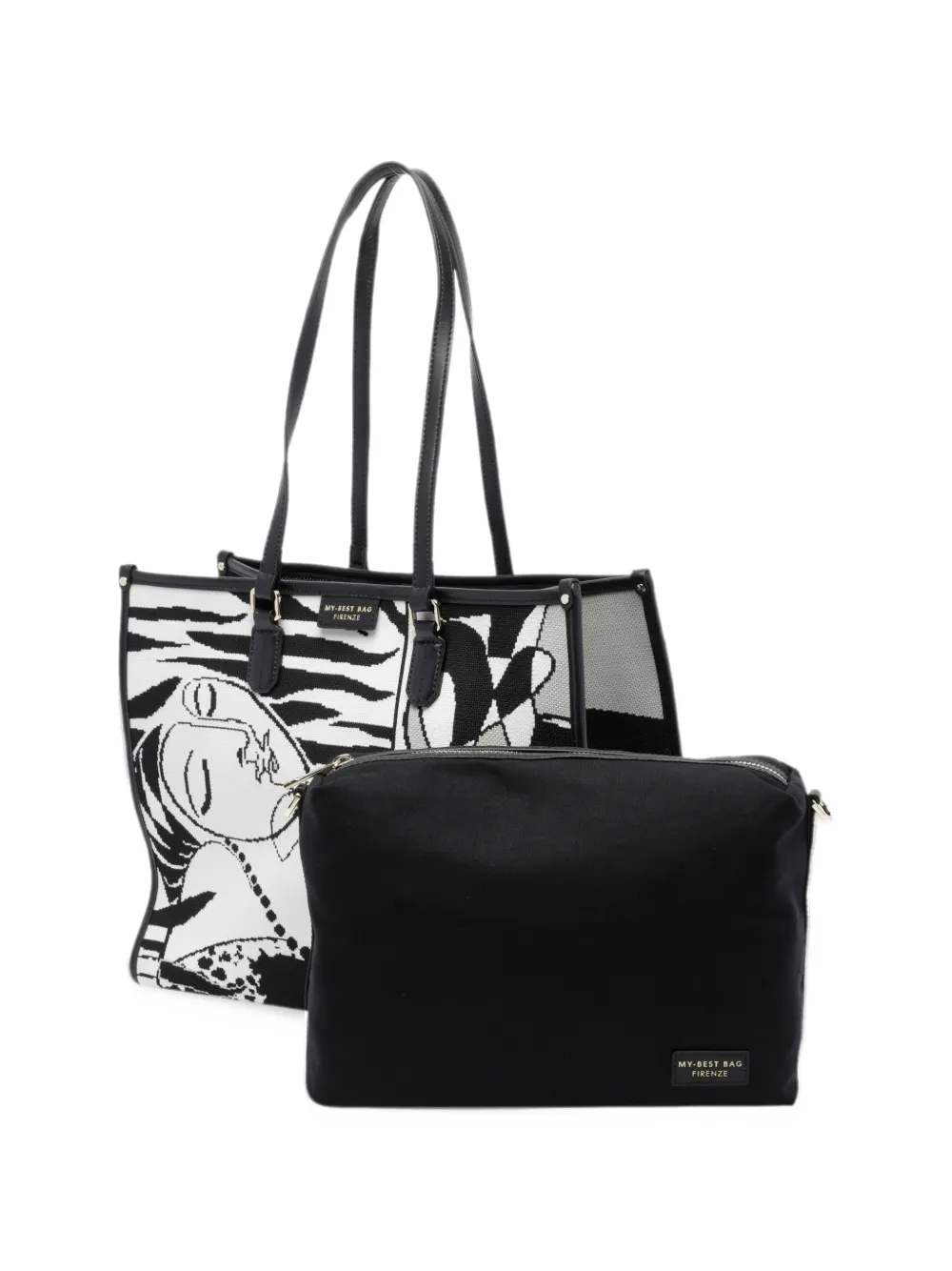 MY BEST BAG Atena Guernica leather-trim tote bag Wit
