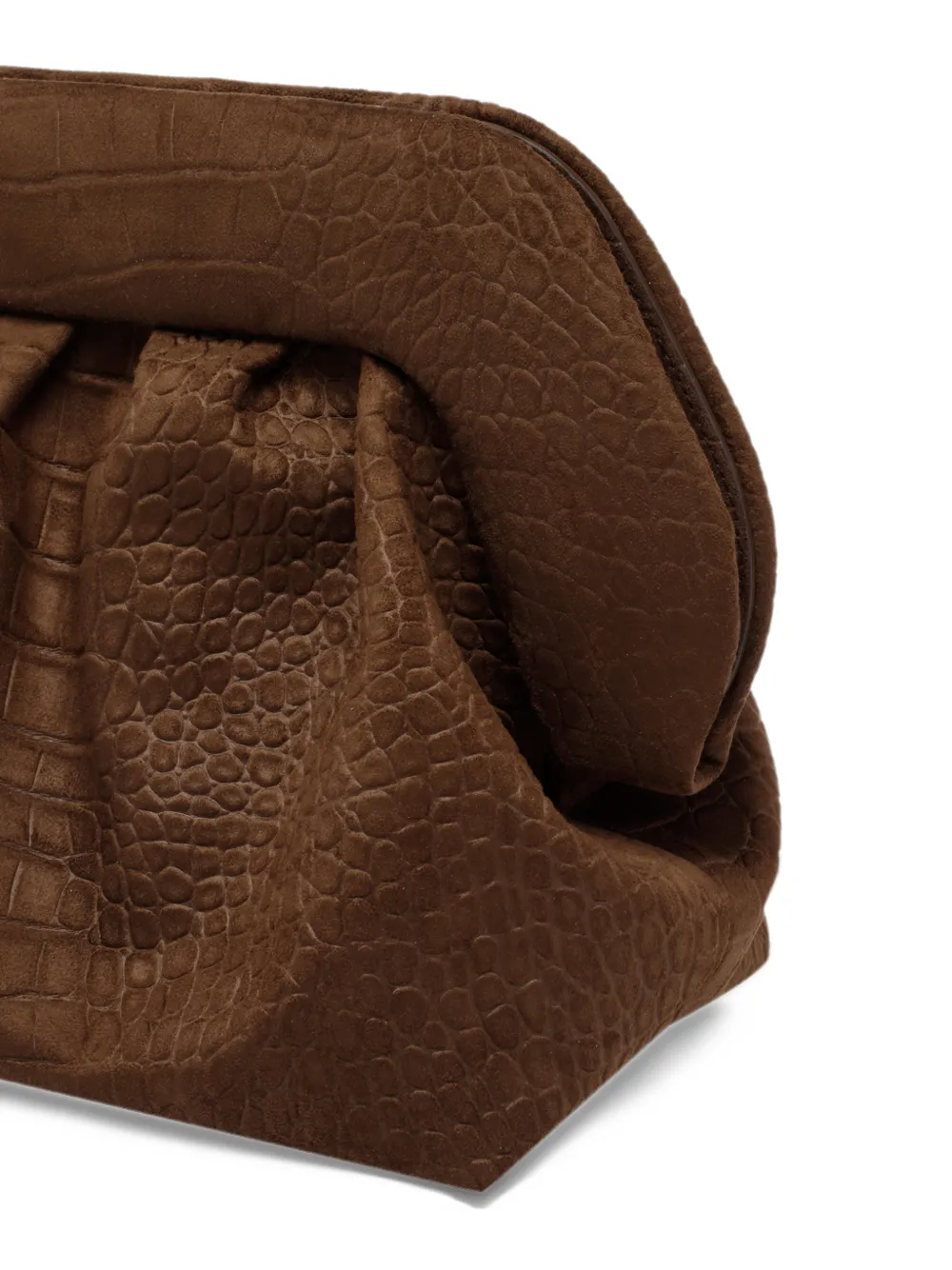 Themoirè Bios clutch met krokodillen-reliëf Bruin