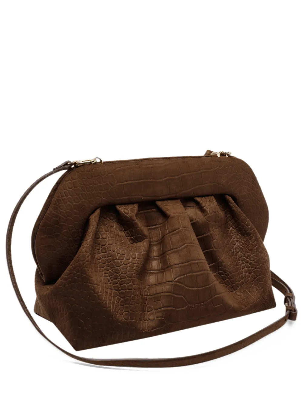 Themoirè Bios croc-effect clutch bag - Marrone