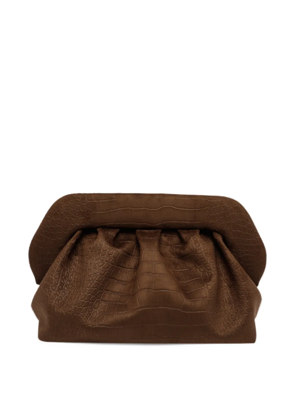 Themoirè Bios clutch met krokodillen-reliëf Bruin