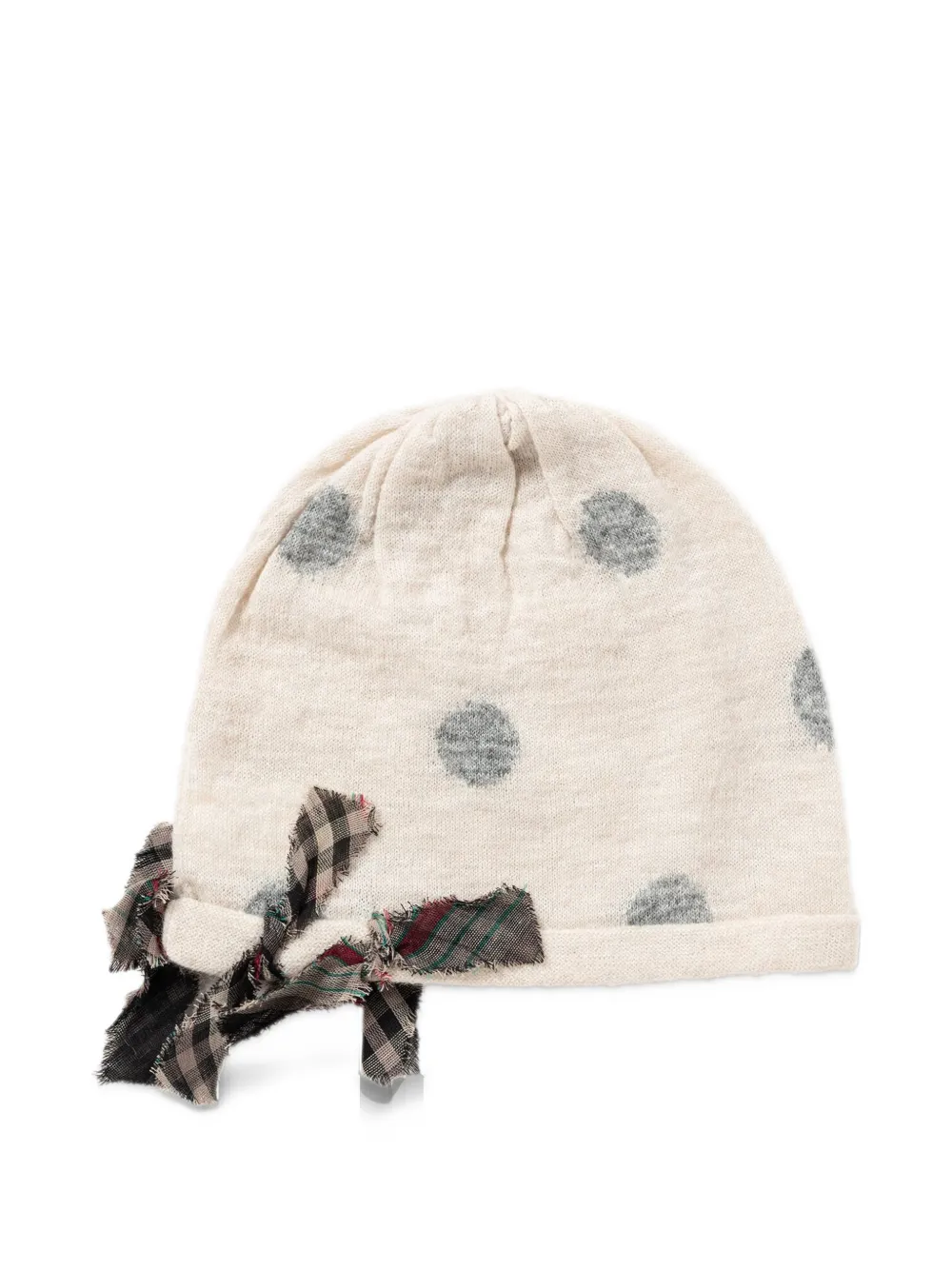 PERVERZE Muts met jacquard-stippen en strikdetail Wit
