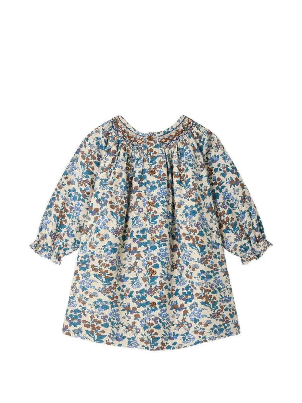 Bonpoint Griottine floral-print smocked dress Beige