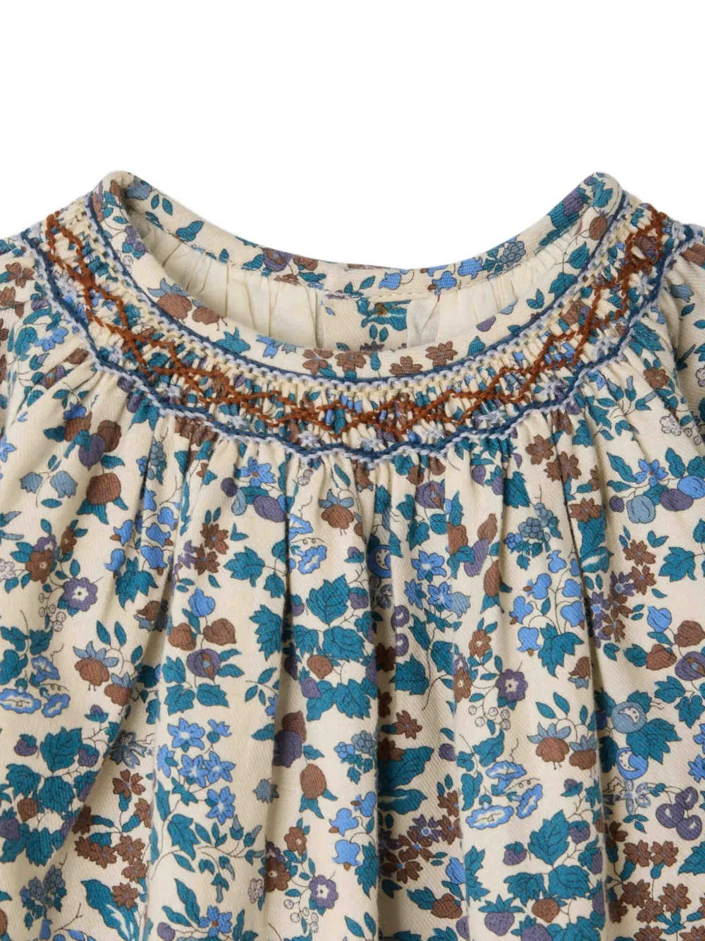 Bonpoint Griottine floral-print smocked dress Beige