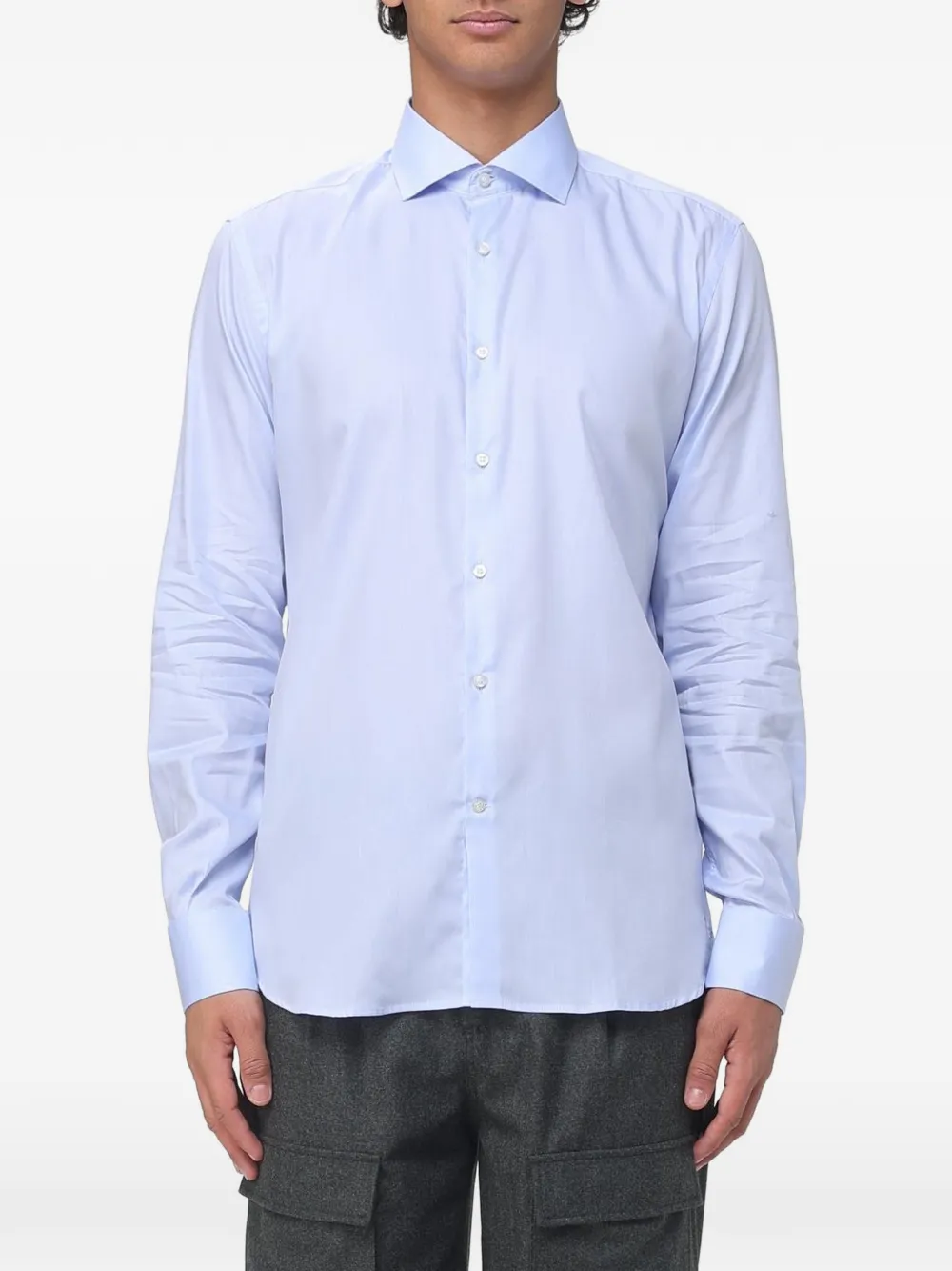 BROOKSFIELD button-up cotton shirt - Blu