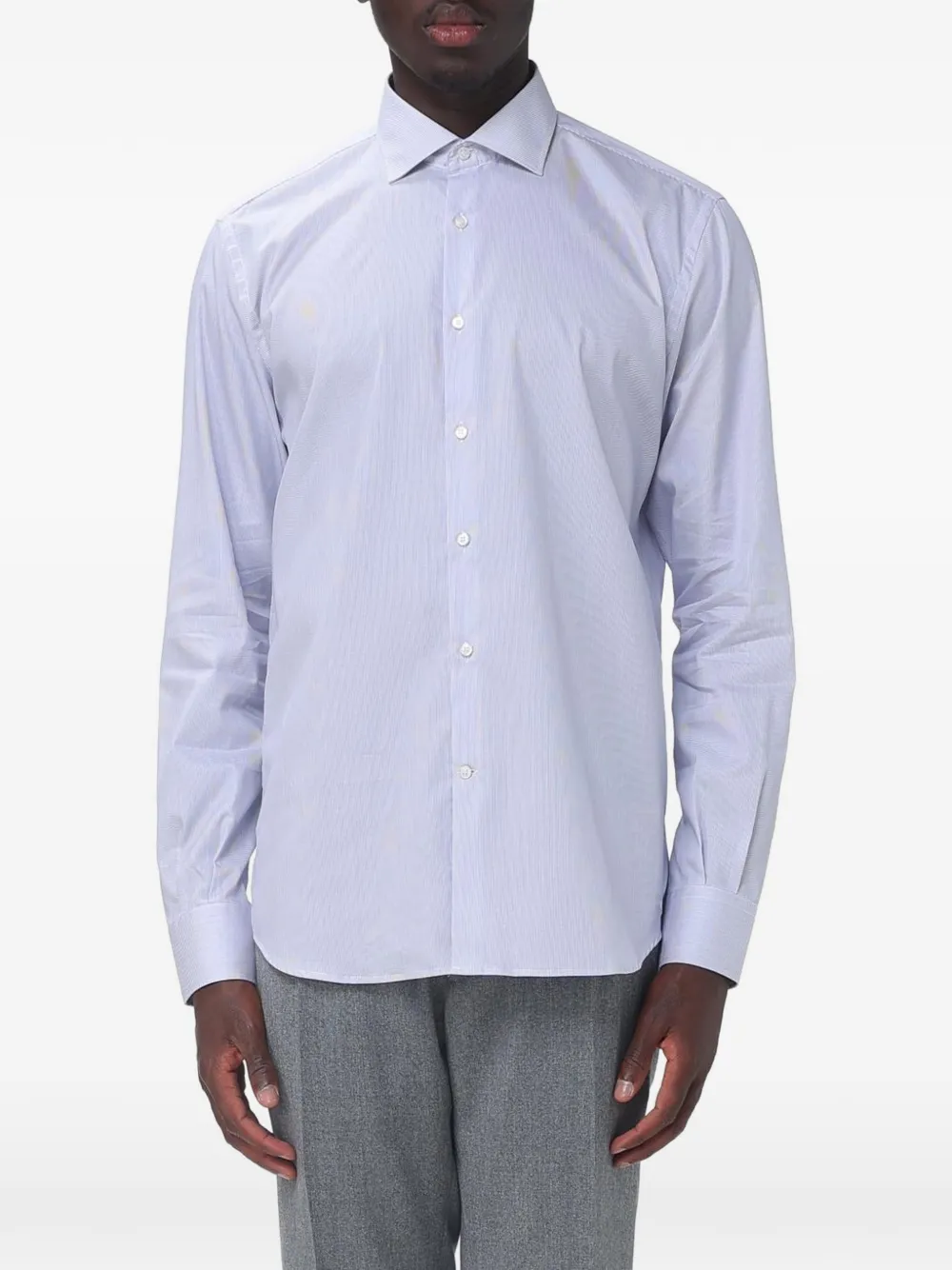 BROOKSFIELD striped cotton-twill shirt - Blu