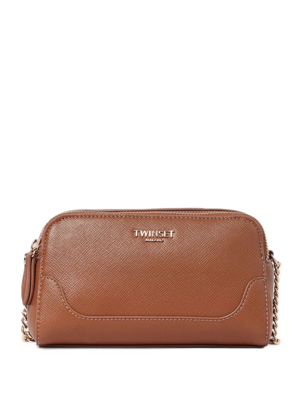 TWINSET logo-plaque saffiano-effect shoulder bag Bruin