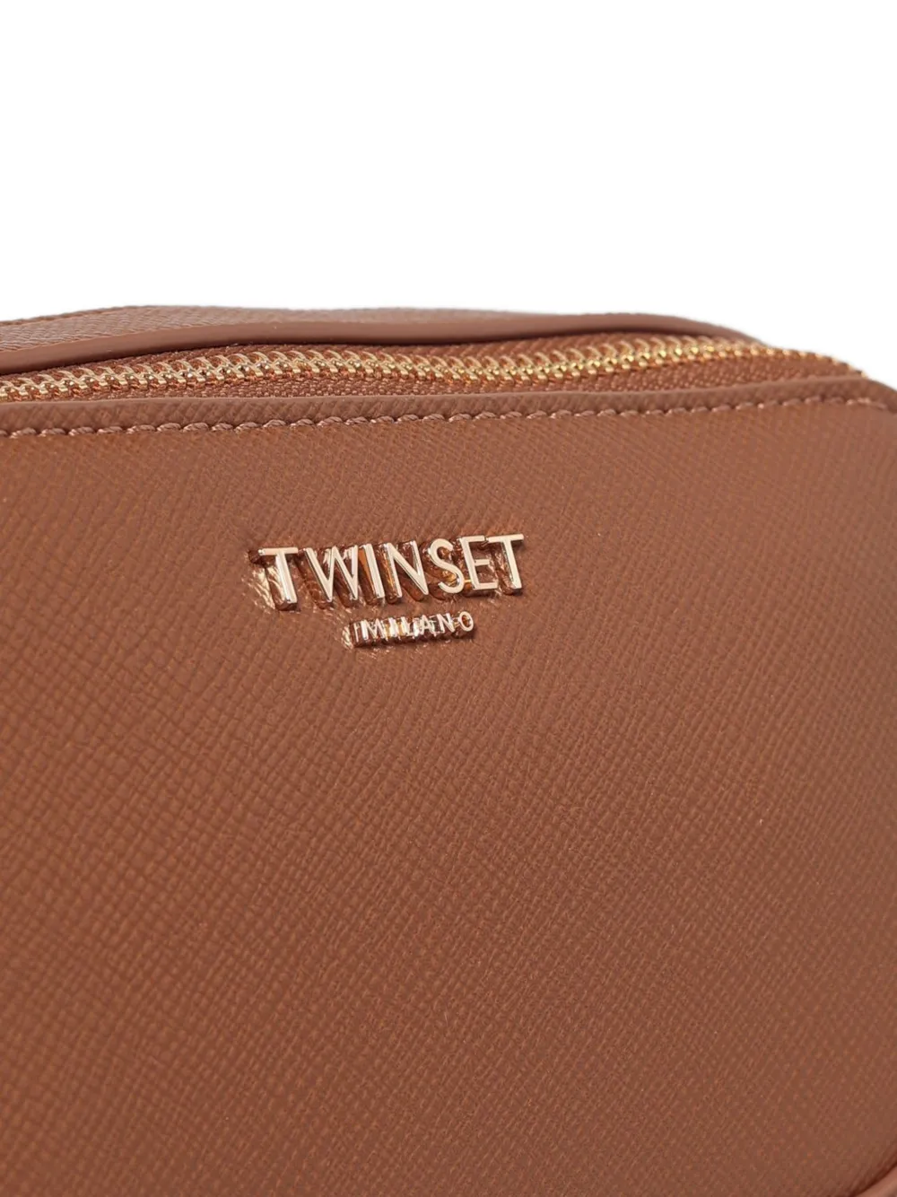 TWINSET logo-plaque saffiano-effect shoulder bag Bruin