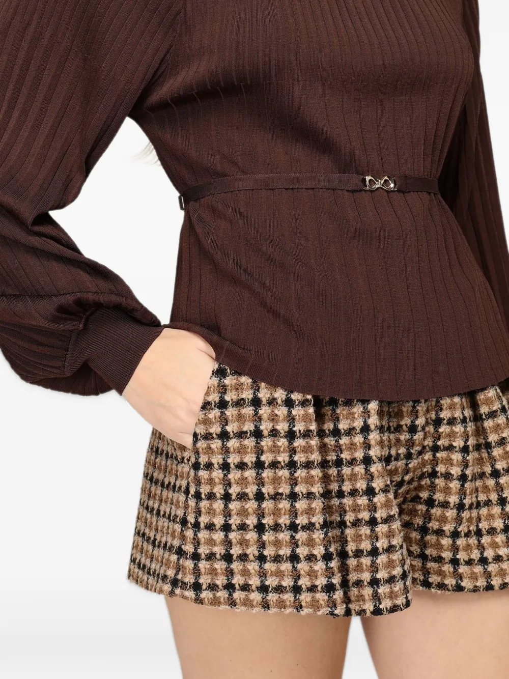 TWINSET belted pleated sweater Bruin