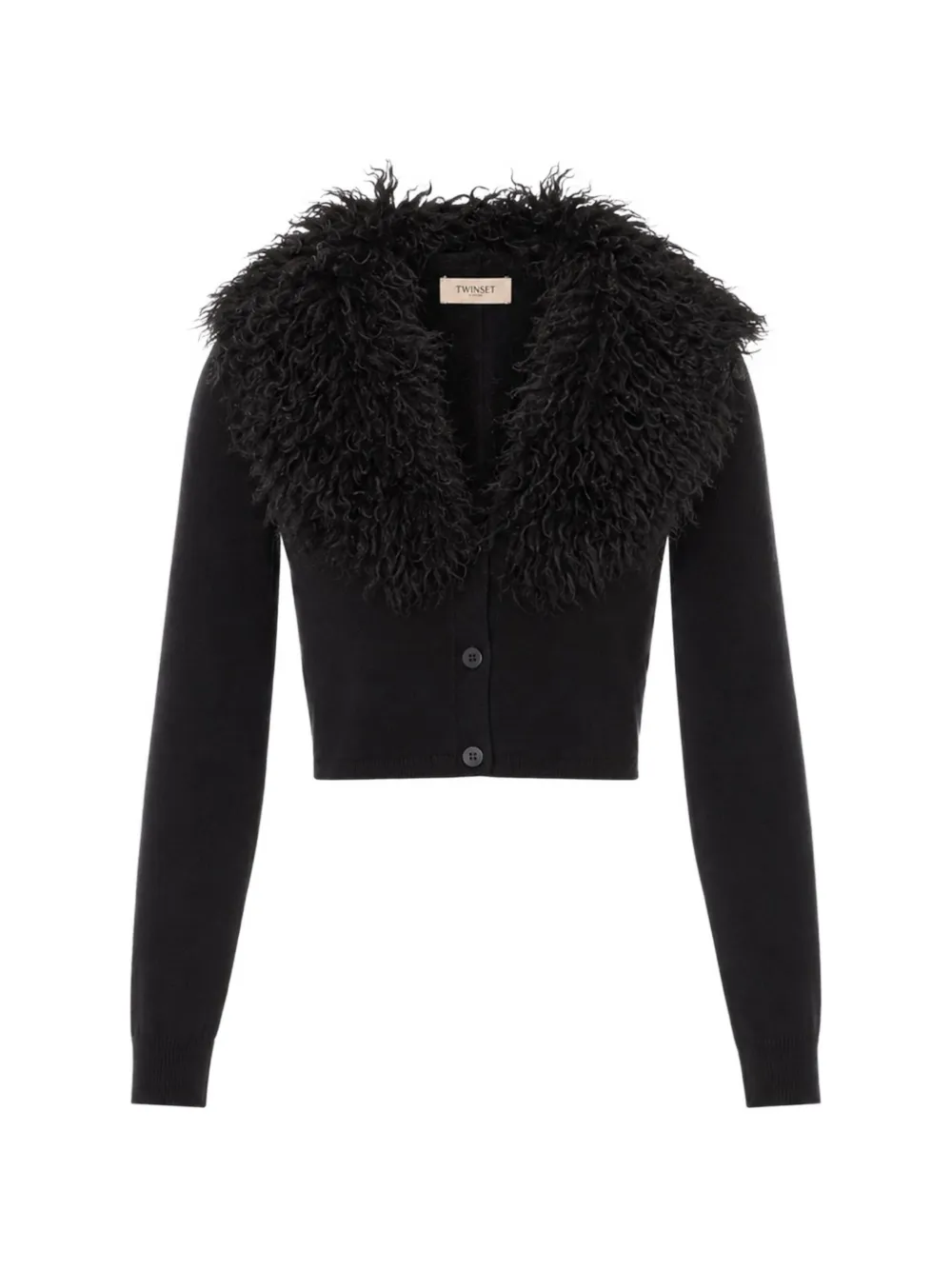 TWINSET Cropped vest met imitatiebont Zwart