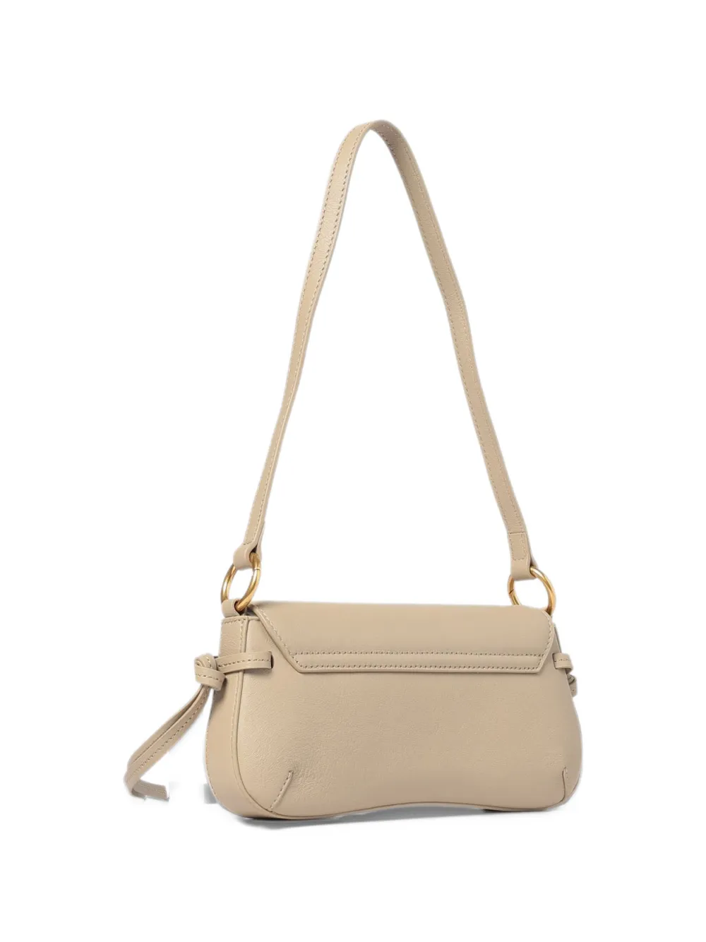 TWINSET Leren schoudertas met omslag Beige