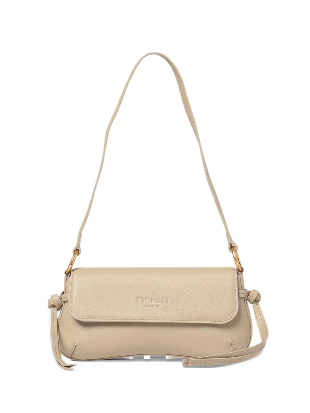 TWINSET leather shoulder bag with flap - Toni neutri
