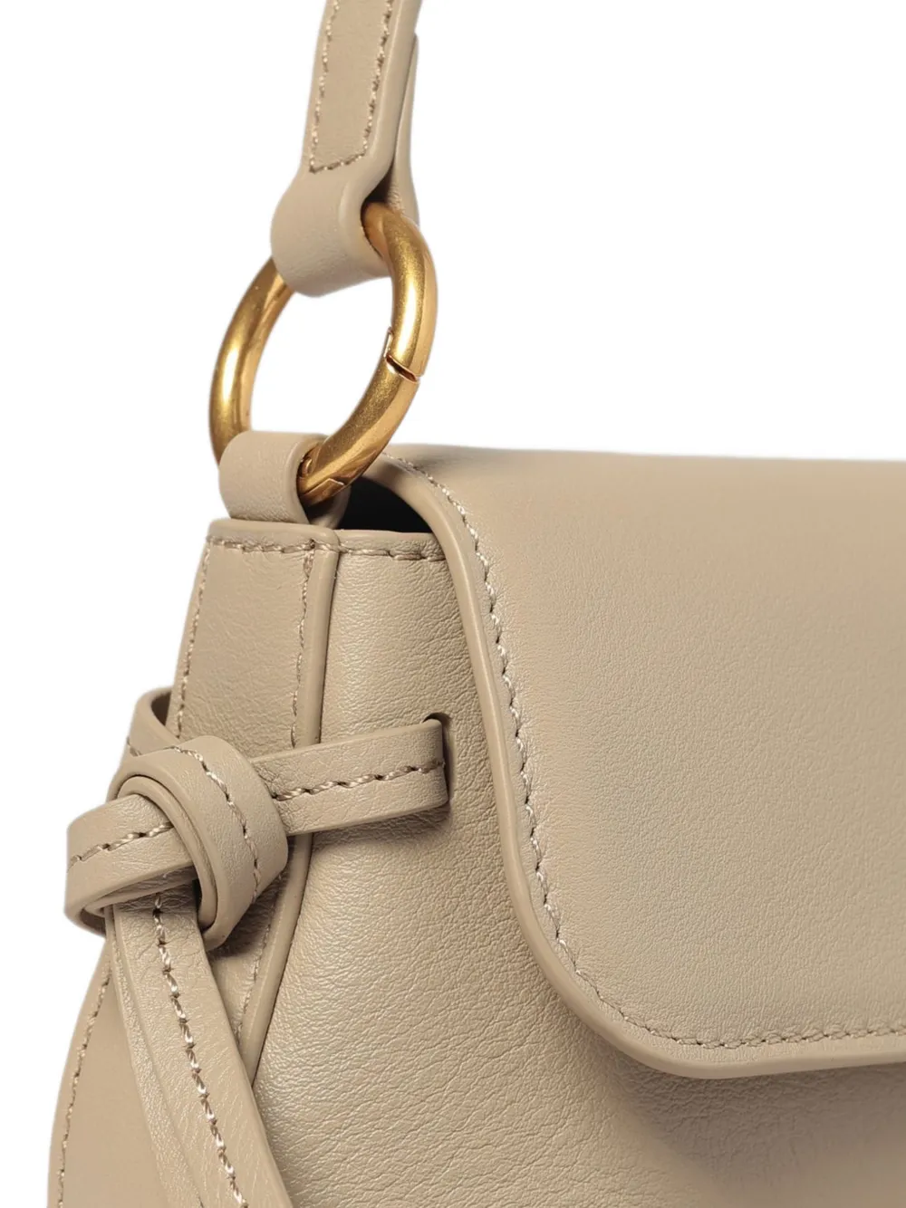 TWINSET Leren schoudertas met omslag Beige