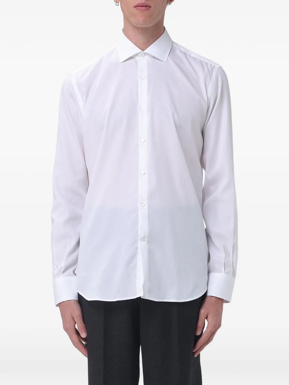 BROOKSFIELD striped cotton twill shirt - Bianco