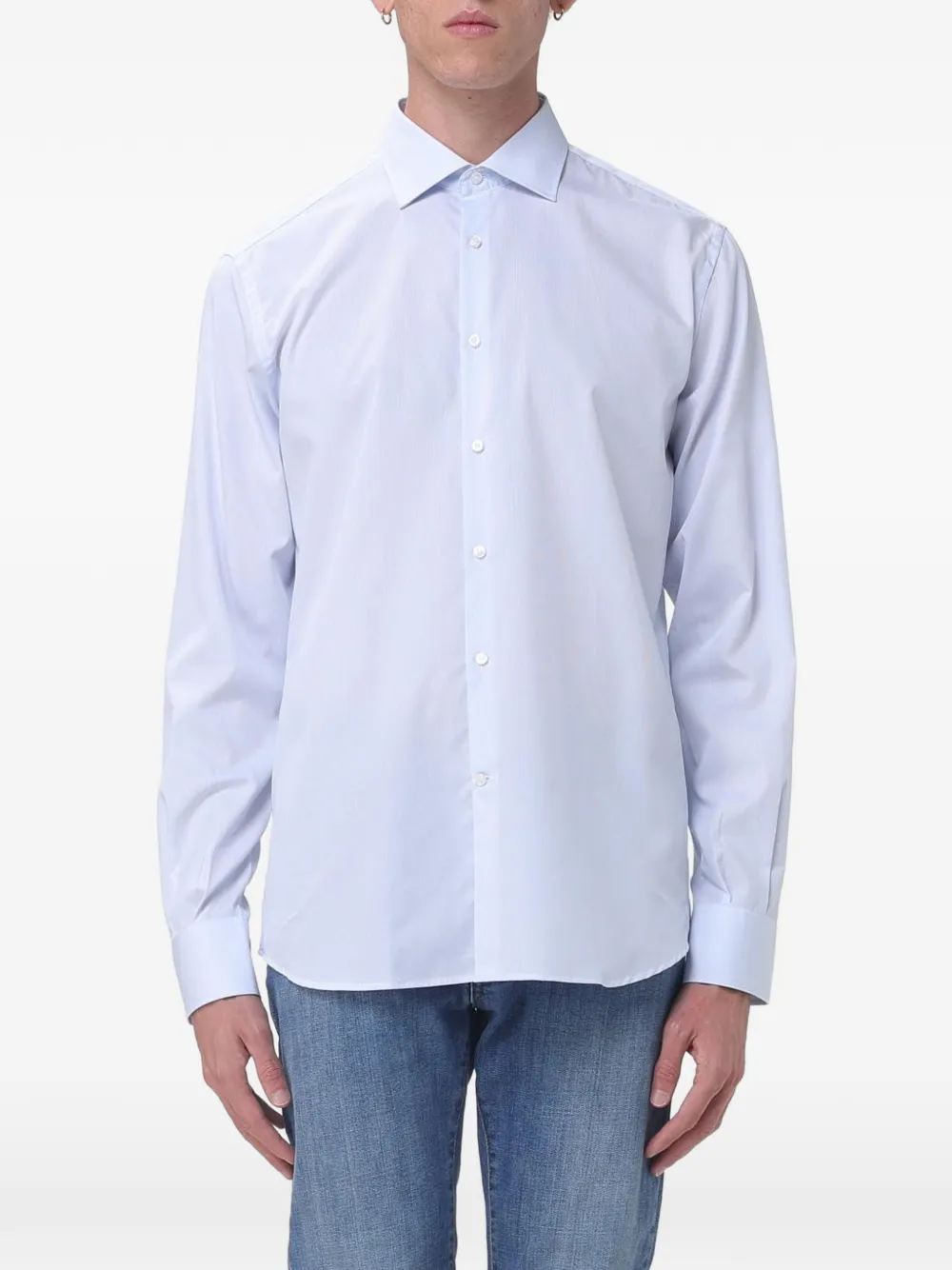 BROOKSFIELD striped cotton-twill shirt - Blu
