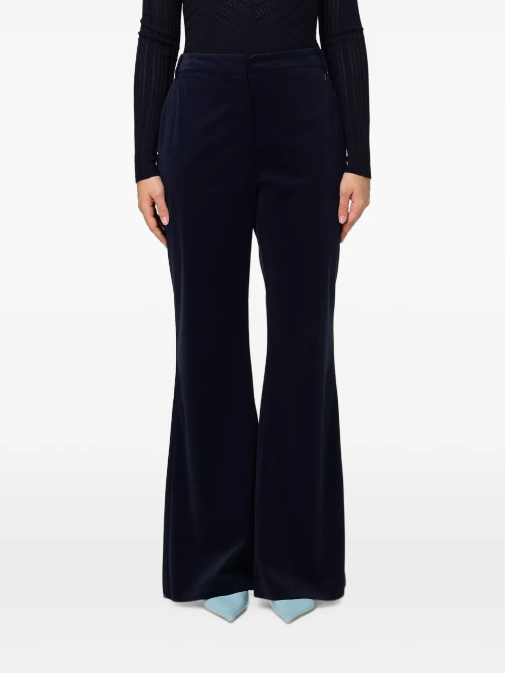TWINSET flared velvet trousers Blauw