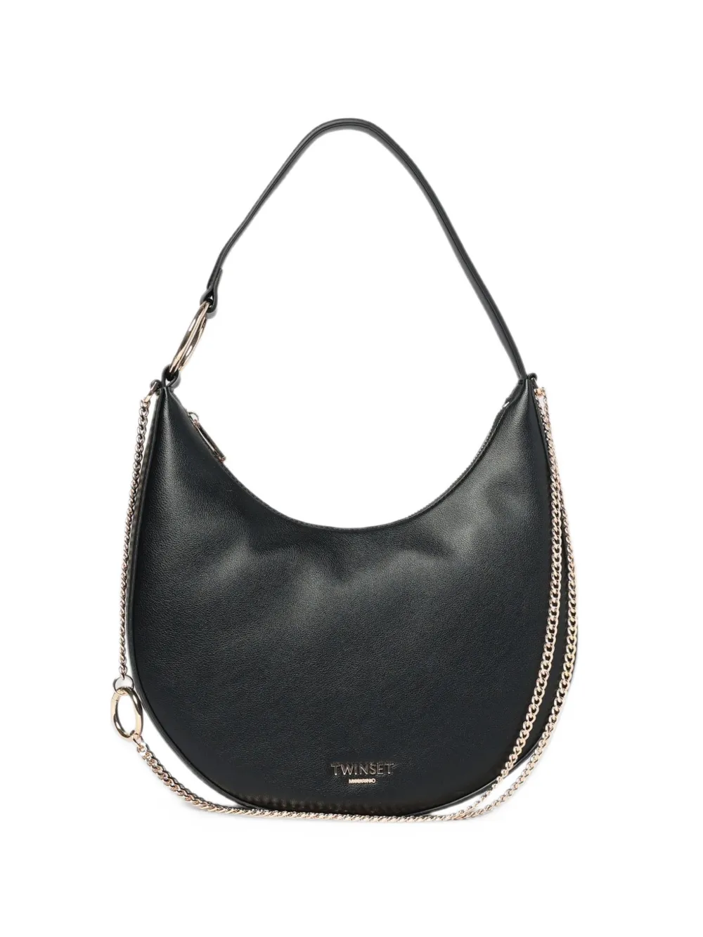 TWINSET chain-link ring-detail shoulder bag - Nero