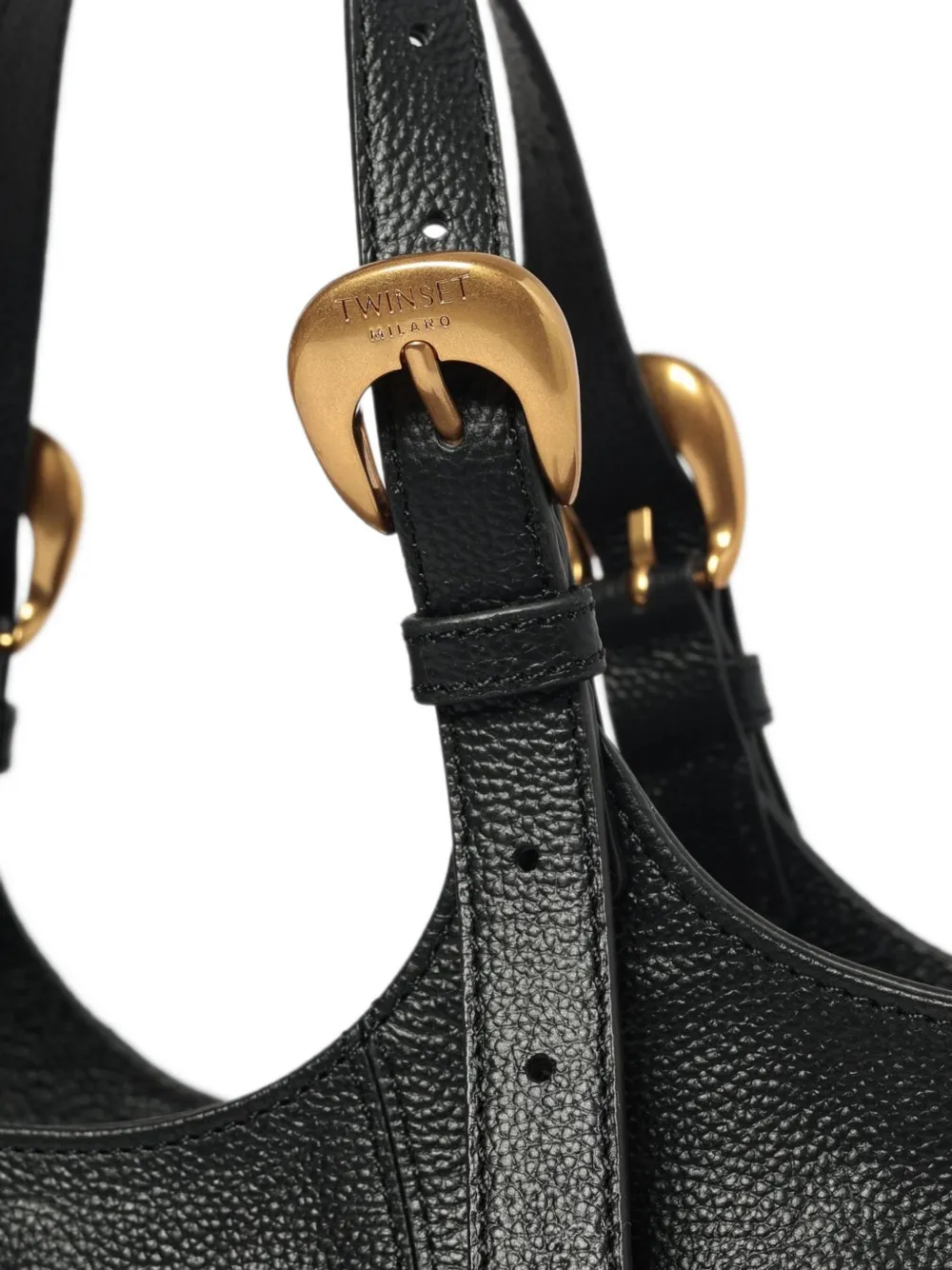 TWINSET buckle-detail pebbled tote bag Zwart