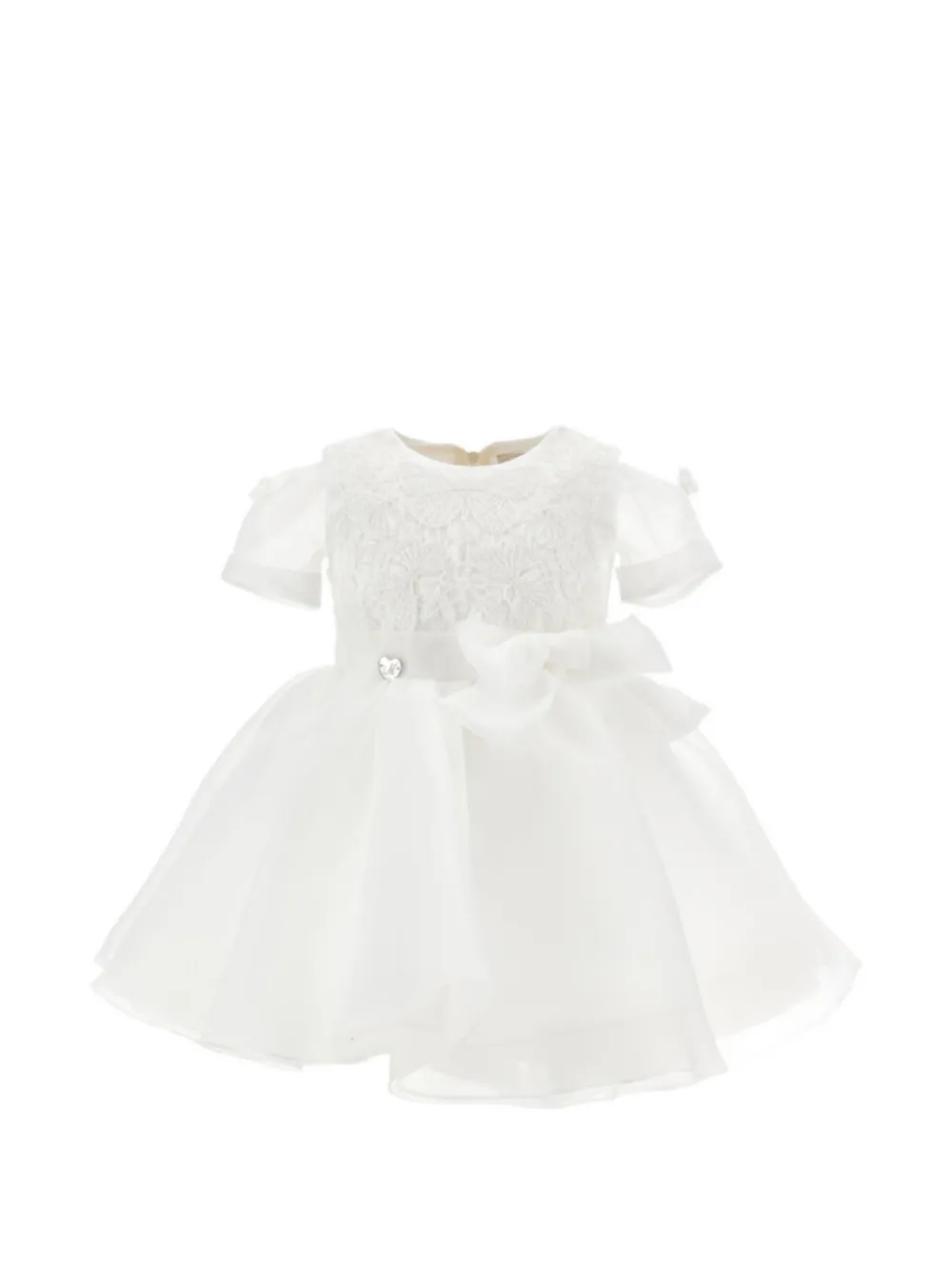 Monnalisa lace-panelled bow-detail dress - Bianco