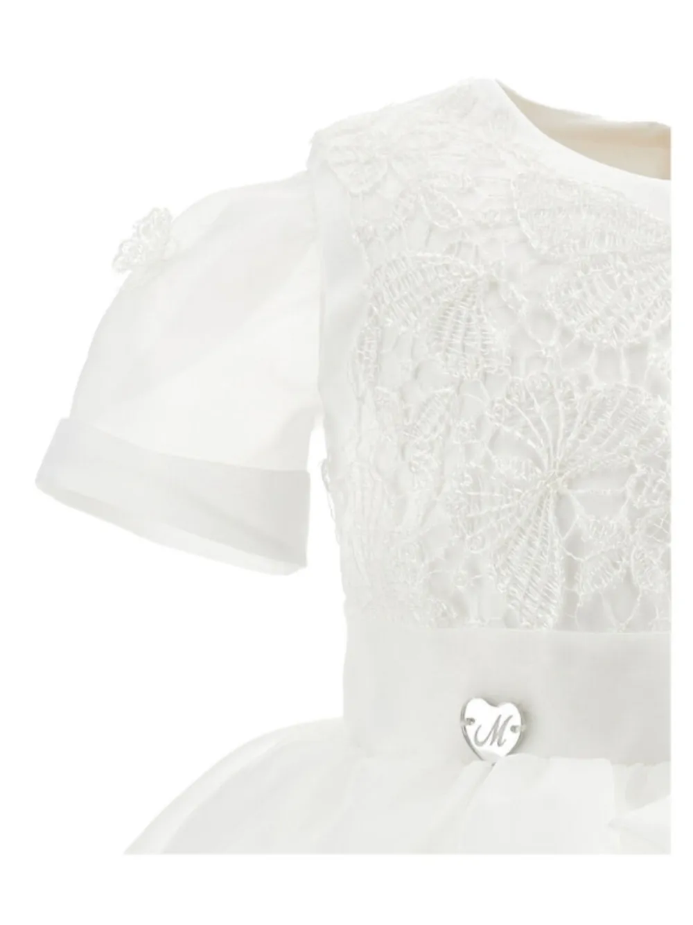 Monnalisa lace-panelled bow-detail dress Wit