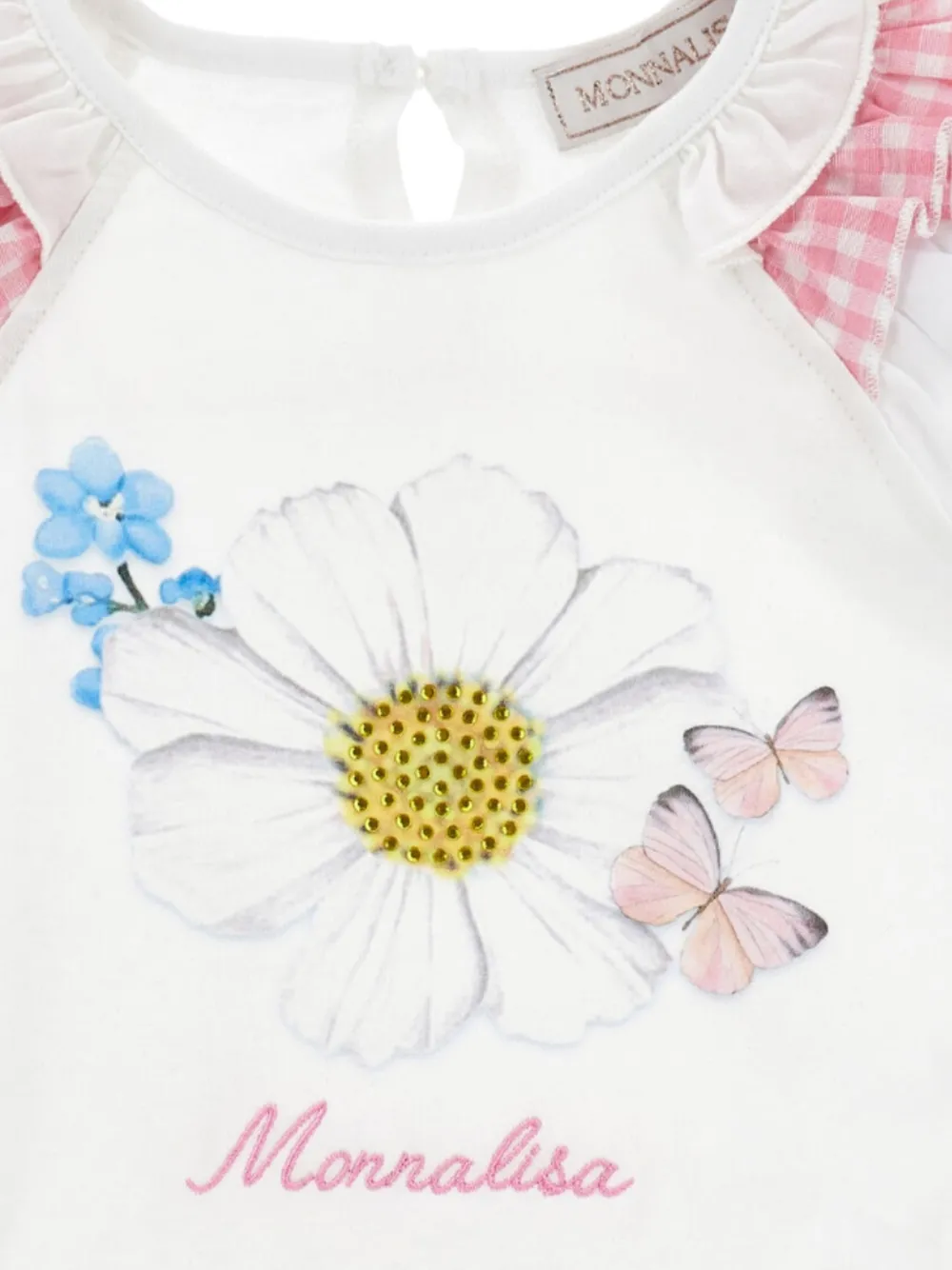 Monnalisa floral-print ruffled T-shirt Wit
