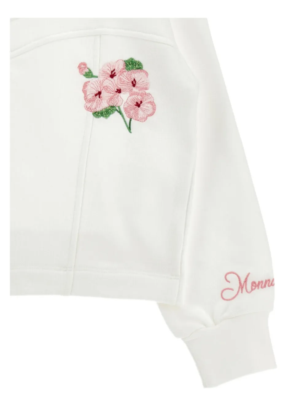 Monnalisa floral-embroidered panelled sweatshirt Wit
