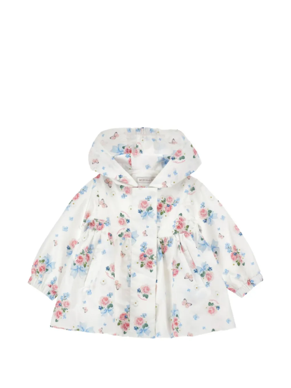 Monnalisa floral-print hooded jacket Wit