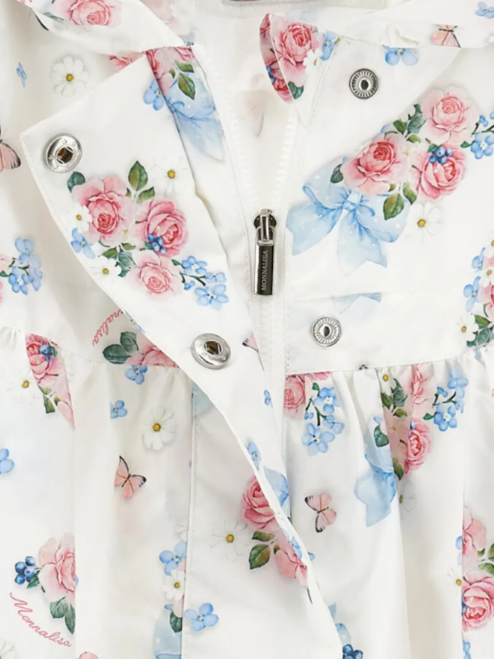 Monnalisa floral-print hooded jacket Wit
