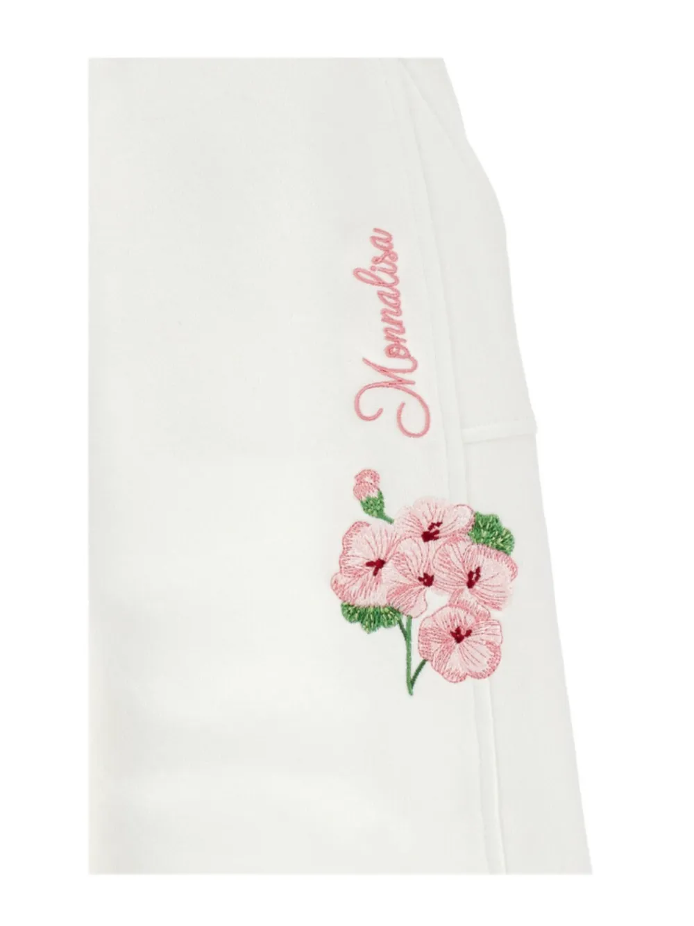 Monnalisa embroidered logo-print trousers Wit