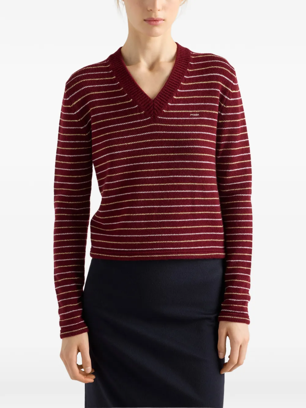 Prada cashmere V-neck sweater Rood