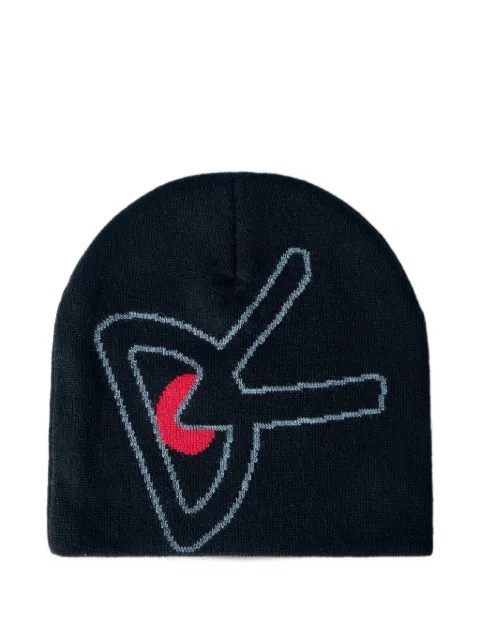 District Vision logo-motif fine-knit beanie hat