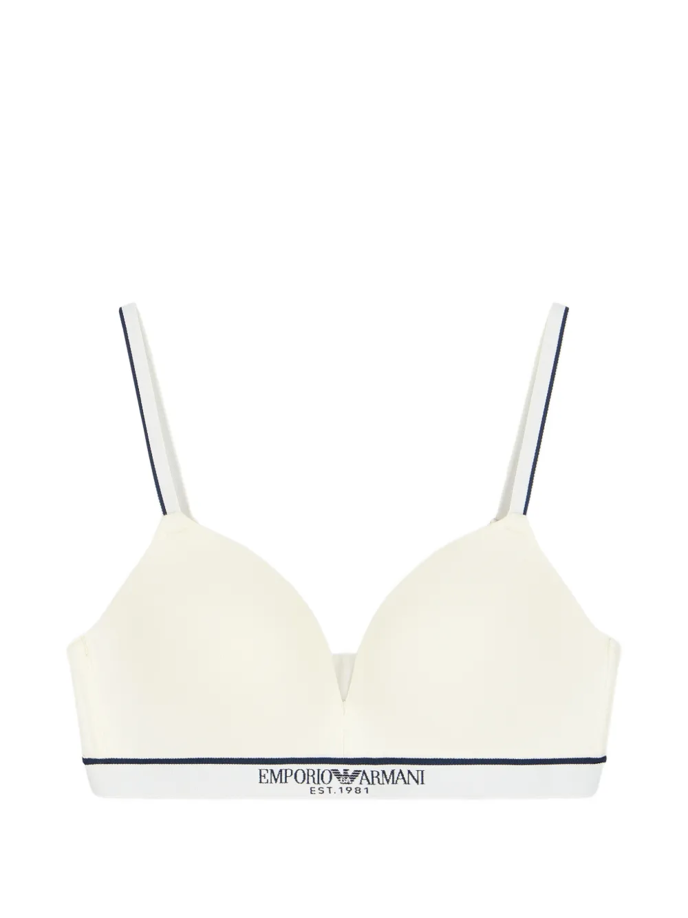 Emporio Armani padded triangle bra in cotton jersey with elastane - Bianco
