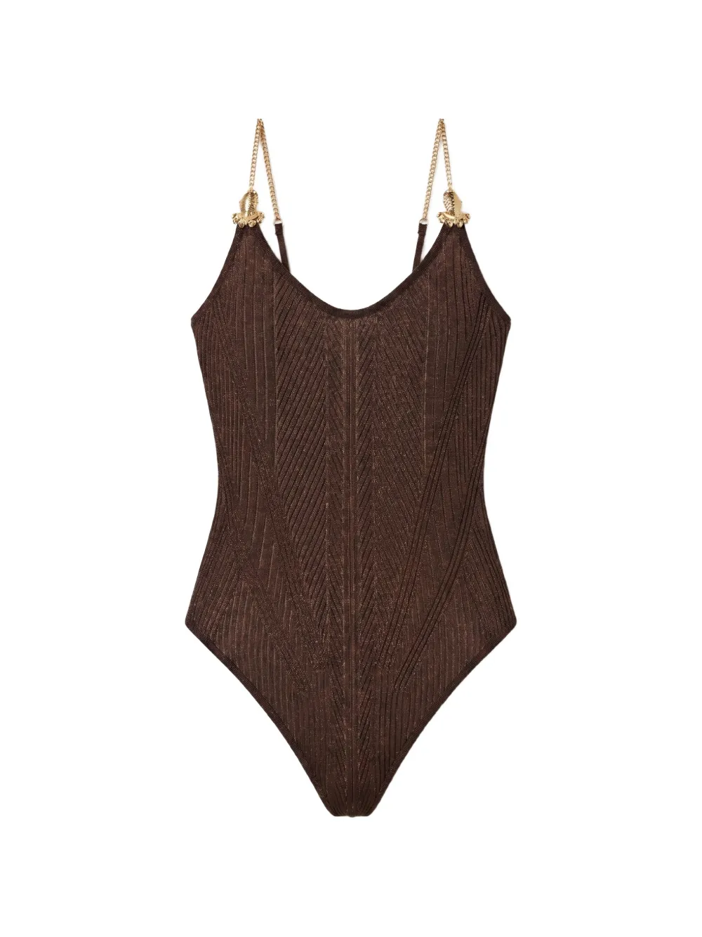 Moeva Tropezia chain-link ribbed swimsuit - Marron Moeva Tropezia chain-link ribbed swimsuit - Marron