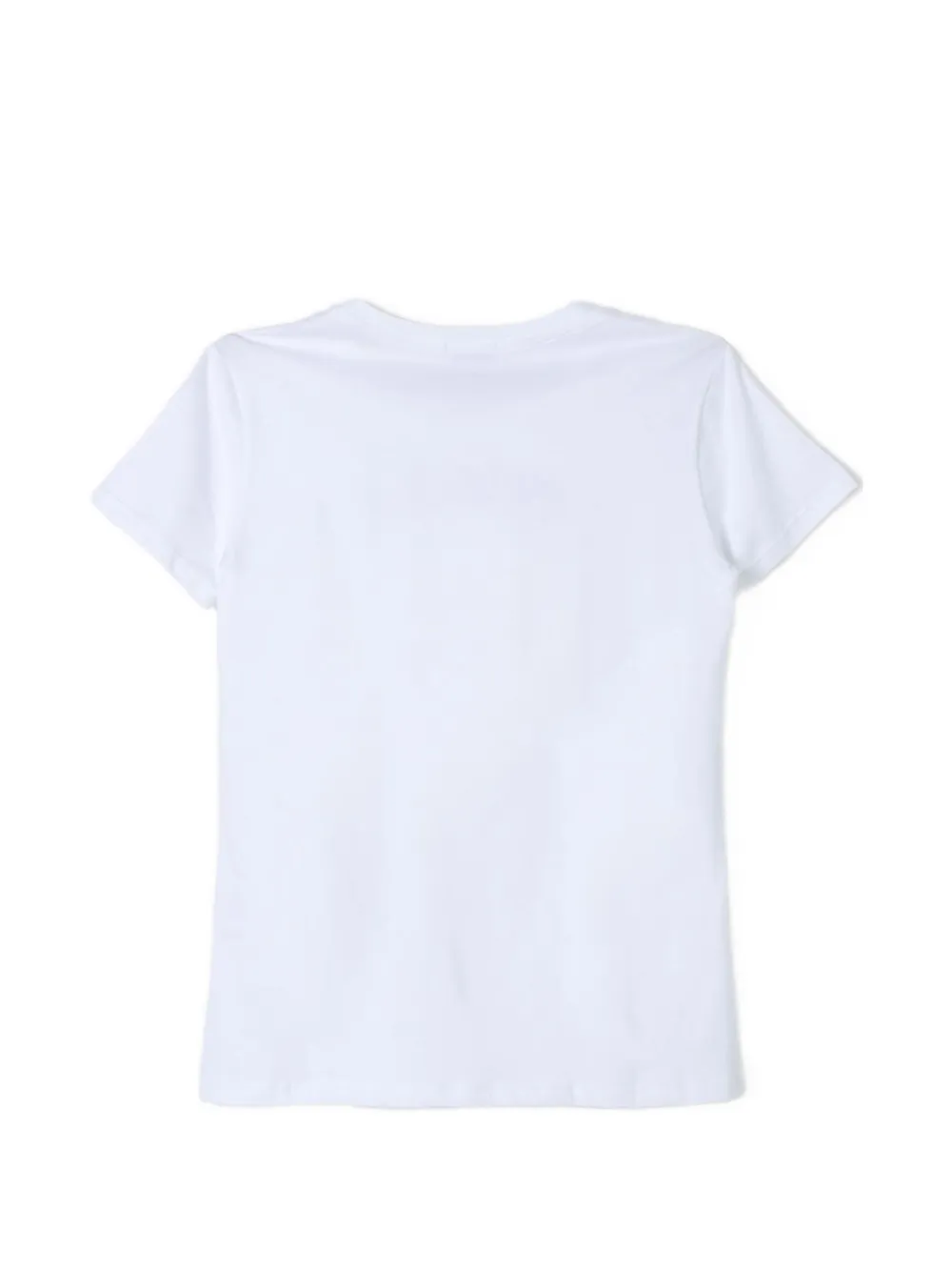 Pinko Kids logo-embroidered rhinestone-embellished T-shirt Wit