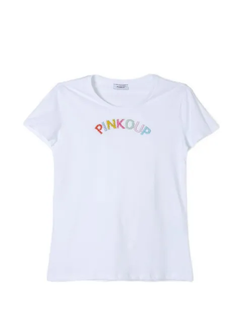 Pinko Kids logo-embroidered rhinestone-embellished T-shirt