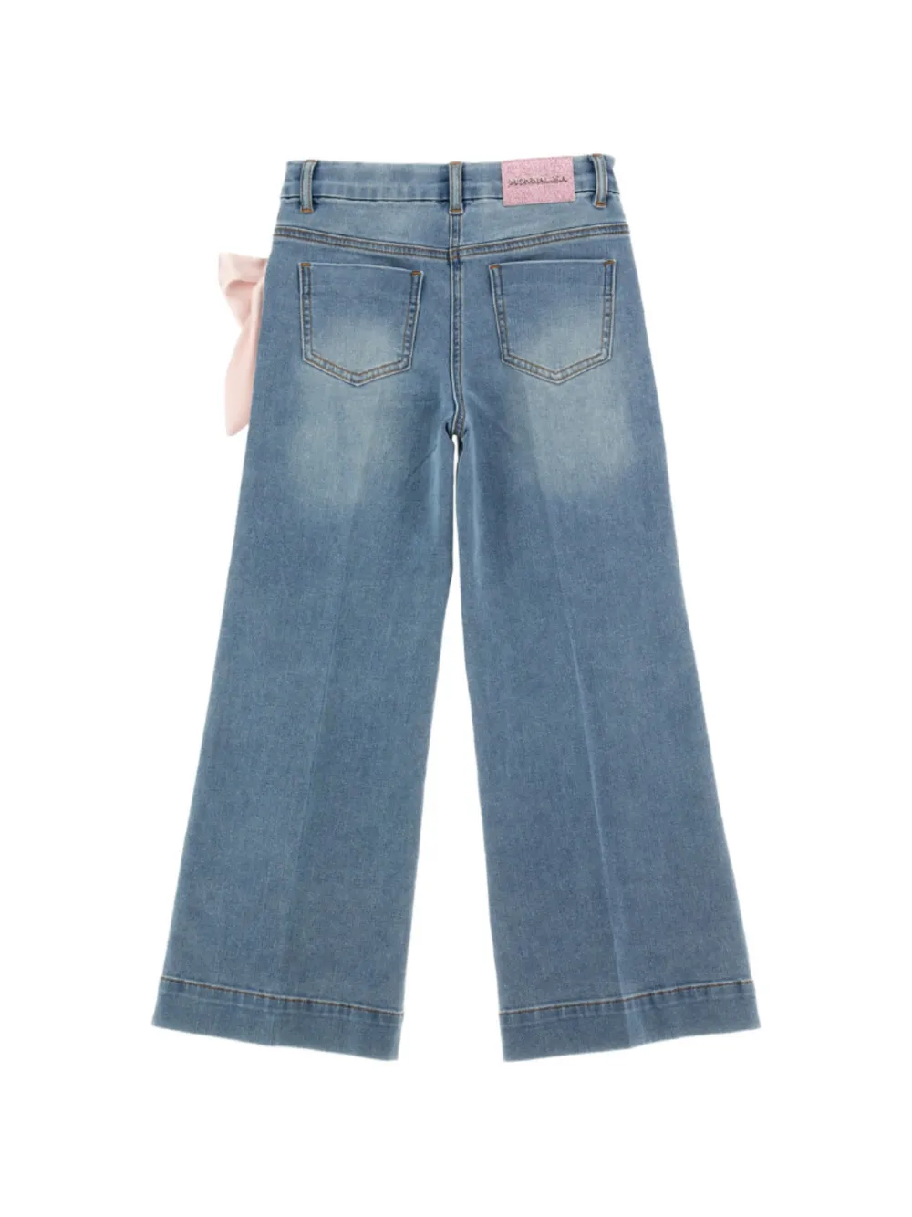 Monnalisa bow-detail side-stripe jeans Blauw