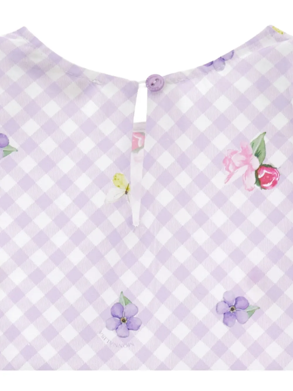 Monnalisa floral-print gingham top Paars